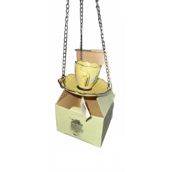 Other - New Karen Penner Victorian Flower Teacup Hanging Birdfeeder